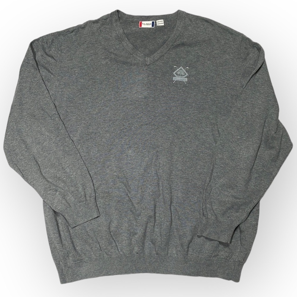 Clique Golf Gray Sweater V-neck Long Sleeve Preppy Minimalist